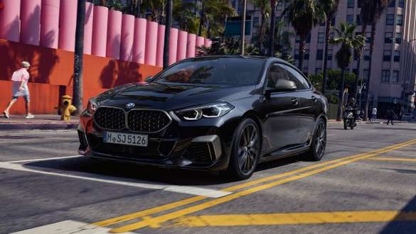 BMW M235i xDrive Gran Coupé with Performance Control BMW M235i xDrive Gran Coupé with Performance Control Black Sapphire metallic F44 three-quarter front view