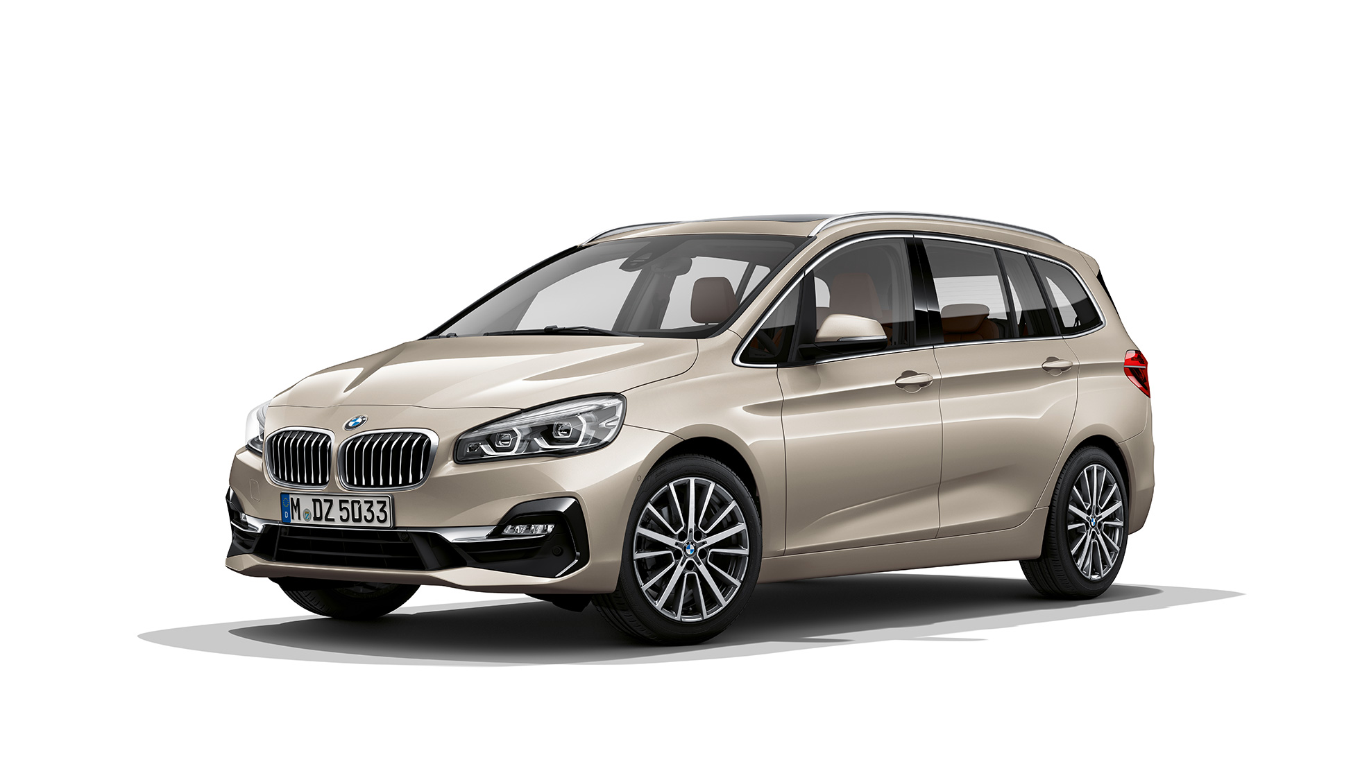 BMW 2 Series Gran Tourer 218d xDrive Model Luxury Line F46 2018 Cashmere Silver three-quarter front view 