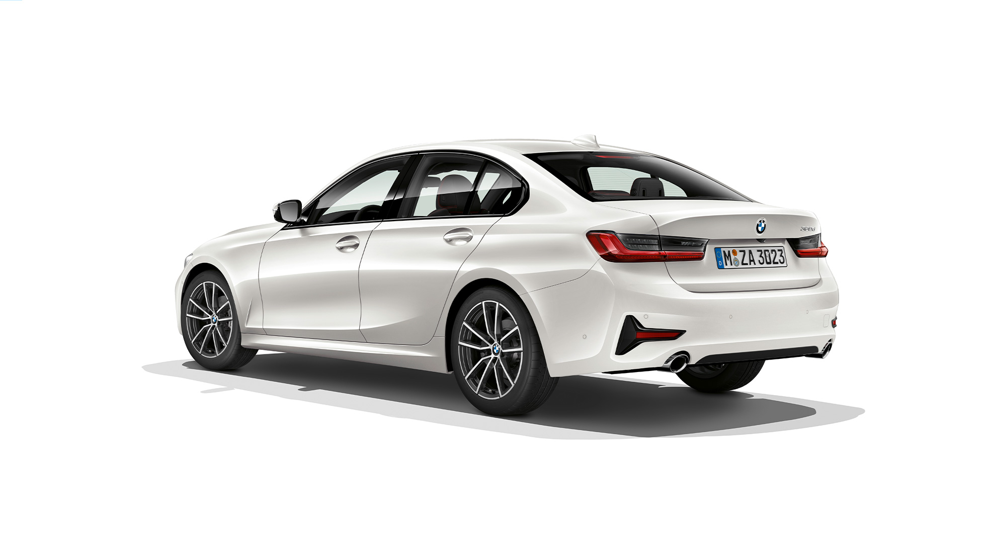 BMW 3 Series Sedan, Model Sport Line rear. Three-quarter rear shot of the BMW 3 Series Sedan with Model Sport Line features.