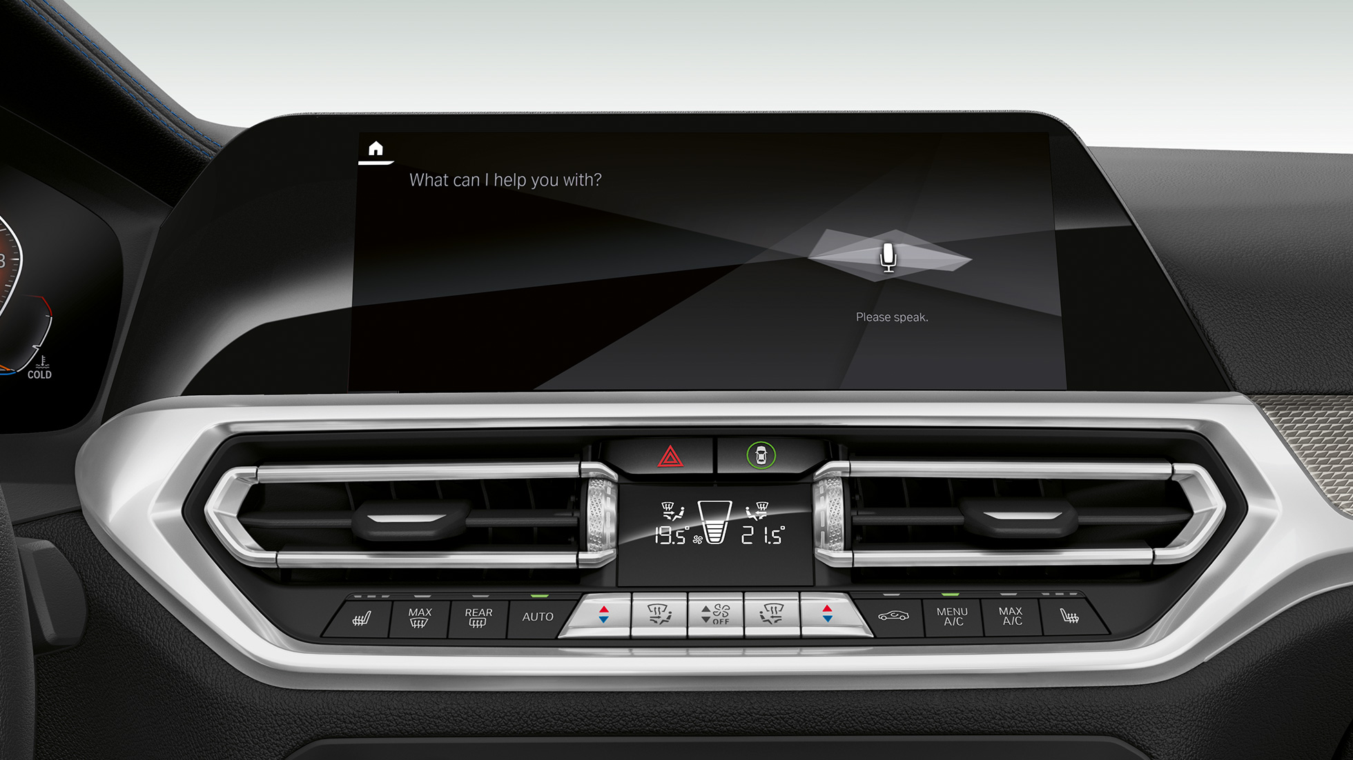 BMW 3 Series Sedan, BMW Intelligent Personal Assistant. Close-up of the cockpit display with BMW Intelligent Personal Assistant of the BMW 3 Series Sedan.