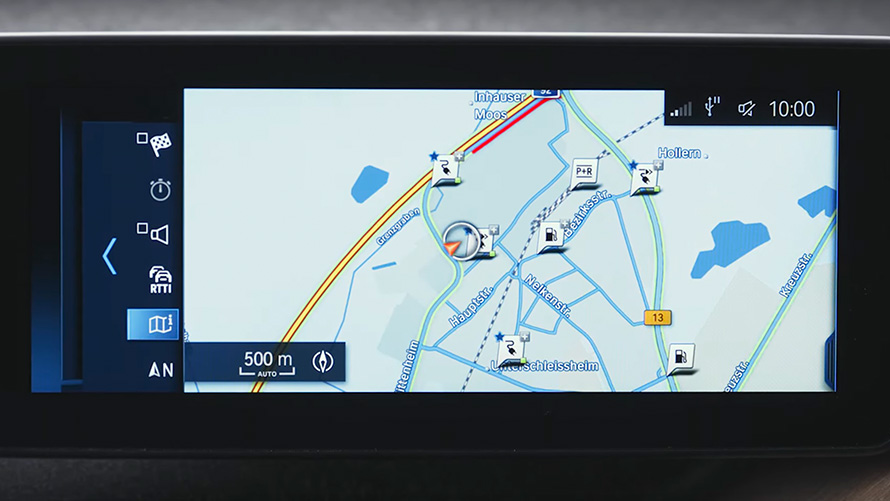 BMW plug-in hybrid navigation system BMW plug-in hybrid navigation system close-up