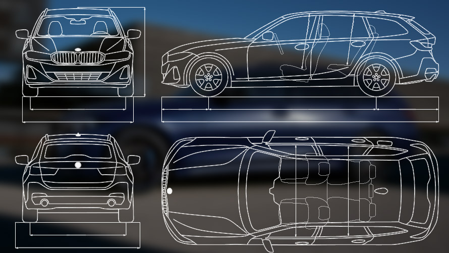 BMW M340i xDrive and M340d xDrive Touring G21 technical data sketch BMW M340i xDrive and M340d xDrive Touring G21 technical data sketch