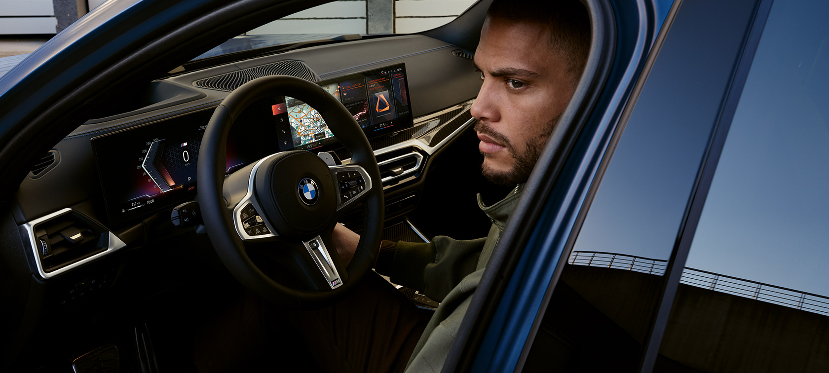 BMW M340i xDrive Touring G21 cockpit with model BMW M340i xDrive Touring G21 Frozen Tanzanite Blue cockpit with model