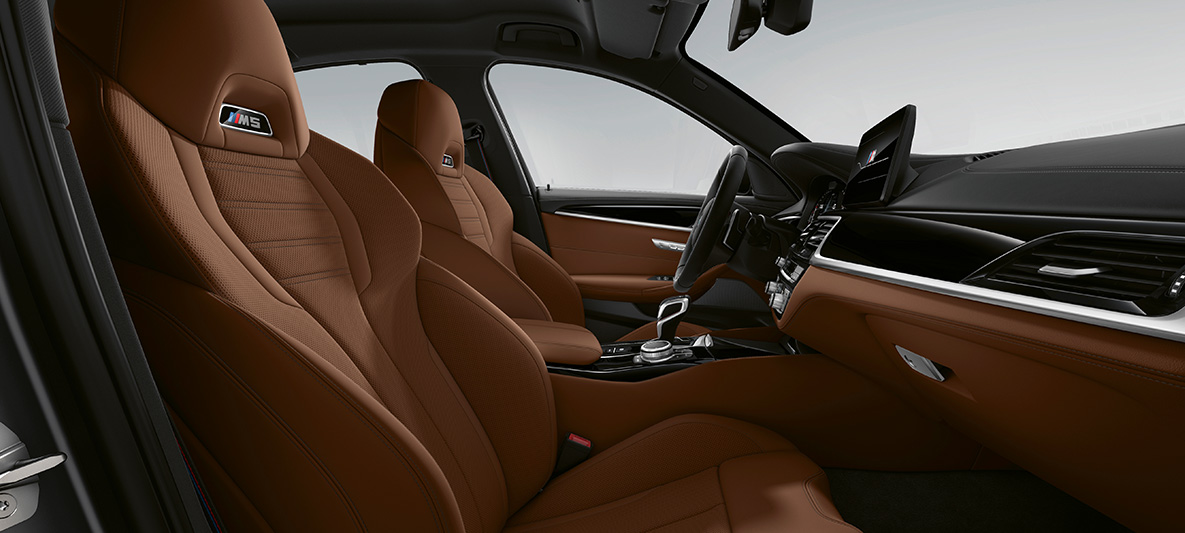 BMW Individual BMW M5 Sedan F90 2020 BMW Individual full leather trim 'Merino' Tartufo/Black BMW Individual BMW M5 Sedan F90 LCI Facelift 2020 BMW Individual full leather trim 'Merino' Tartufo/Black interior