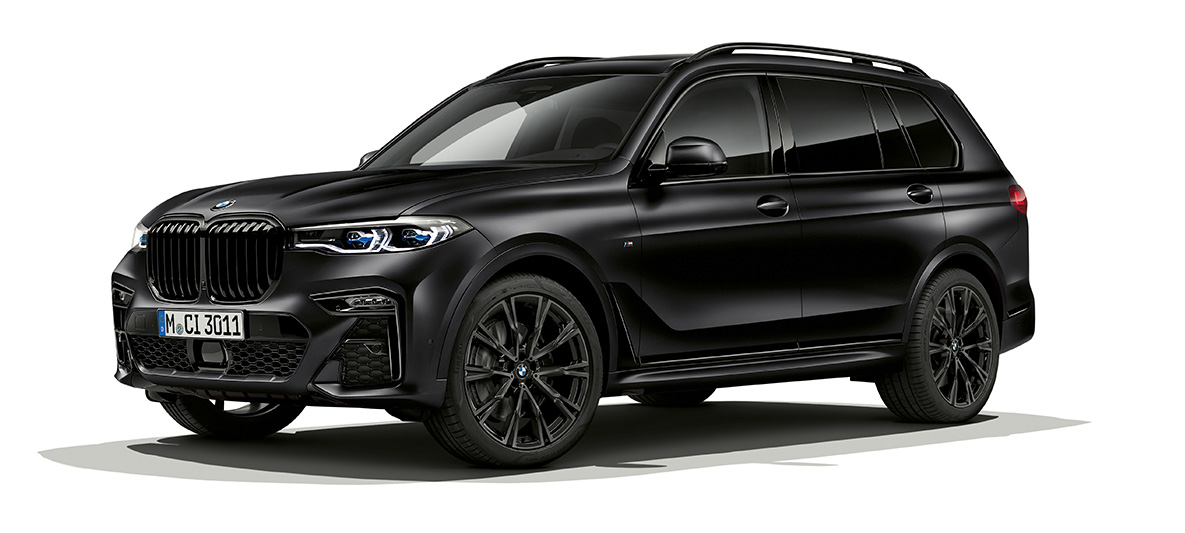 BMW X7 Edition in BMW Individual Frozen Black metallic G06 2019 BMW X7 Edition in BMW Individual Frozen Black metallic G06 2019 three-quarter front view