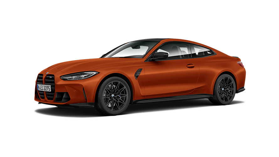BMW M4 Competition Coupé G82 2021 three-quarter side view BMW M4 Competition Coupé G82 2021 three-quarter side view