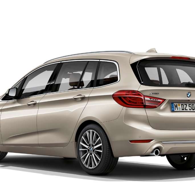 BMW 2 Series Gran Tourer 218d xDrive Model Luxury Line F46 2018 Cashmere Silver three-quarter rear view
