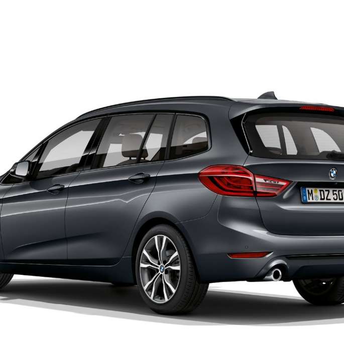 BMW 2 Series Gran Tourer 220d Model Sport Line F46 2018 Mineral Grey metallic three-quarter rear view 
