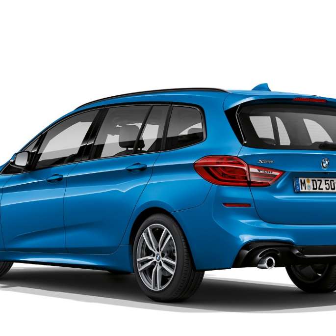 BMW 2 Series Gran Tourer 220d xDrive Model M Sport F46 2018 Misano Blue metallic three-quarter rear view 
